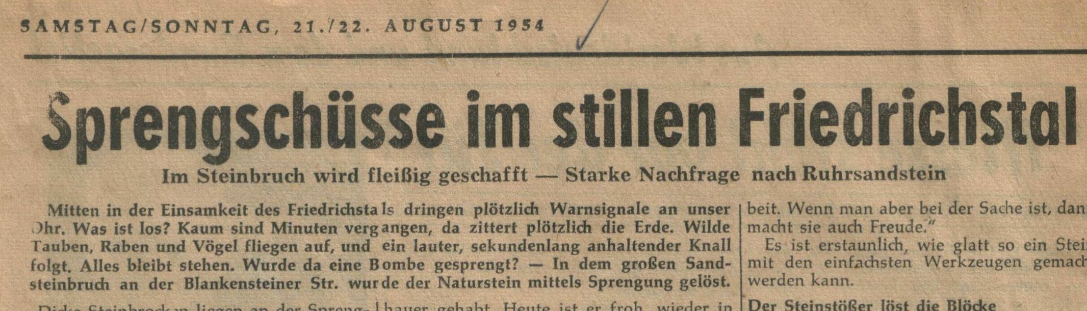 Zeitungsausschnitt: Archiv W. Dickten