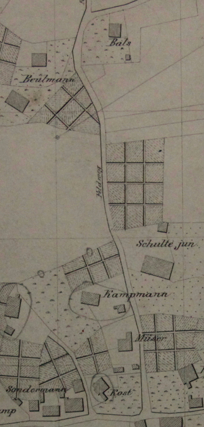 Ein Kartenausschnitt aus dem Jahr 1889: über Jahrhunderte gab es genau sechs Häuser an der Düsterstraße