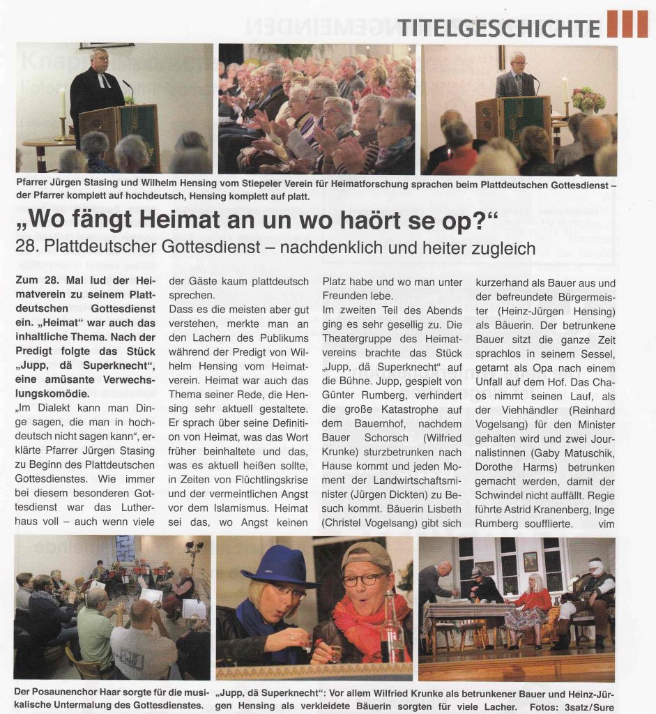 Stiepeler Bote 11-2016: Plattdeutscher Gottesdienst 2016