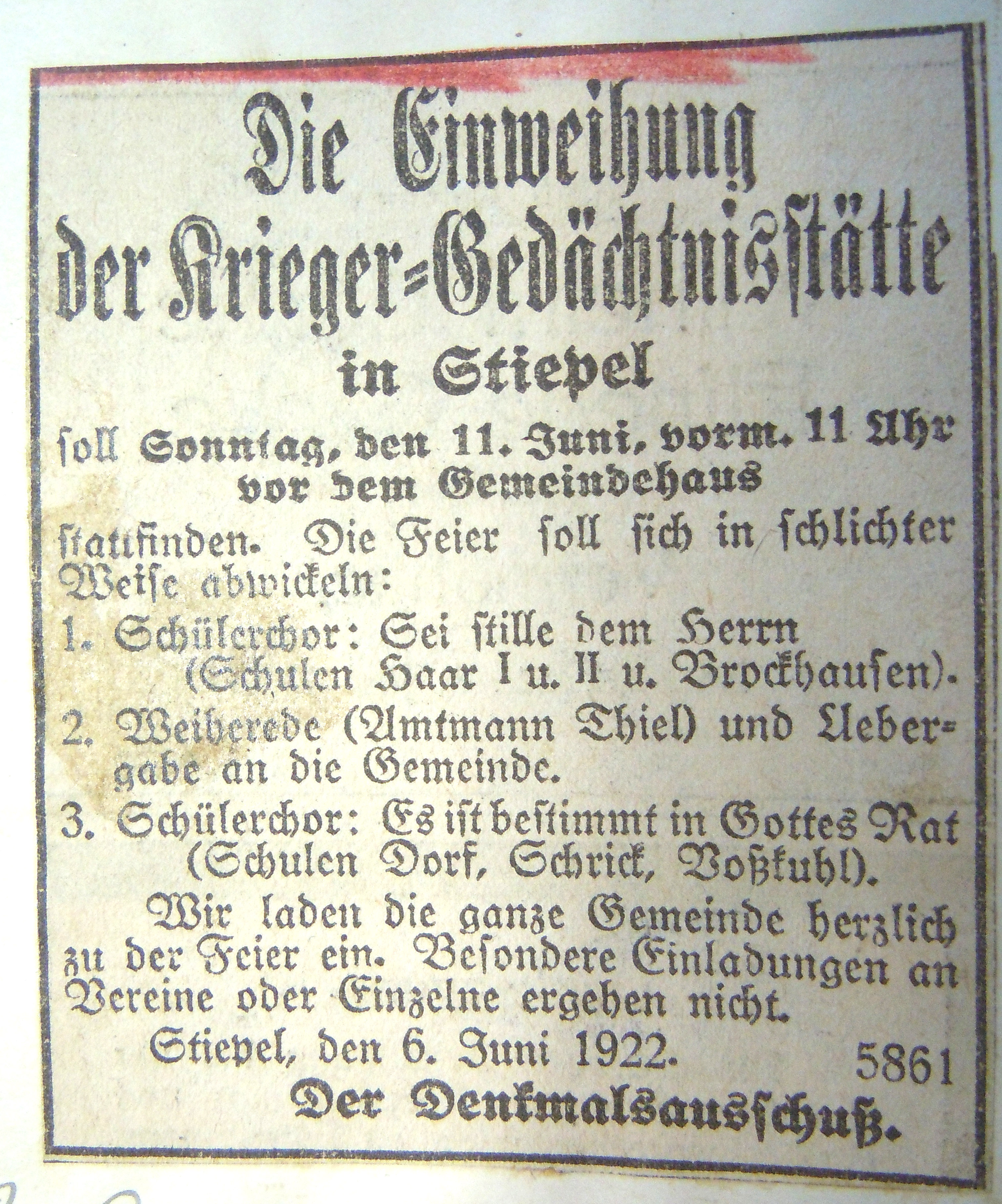 Anzeige aus der Hattinger Zeitung