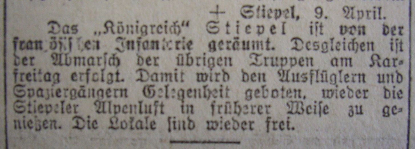 Hattinger Zeitung vom 9. April 1923: "Das Königreich ist geräumt ..."