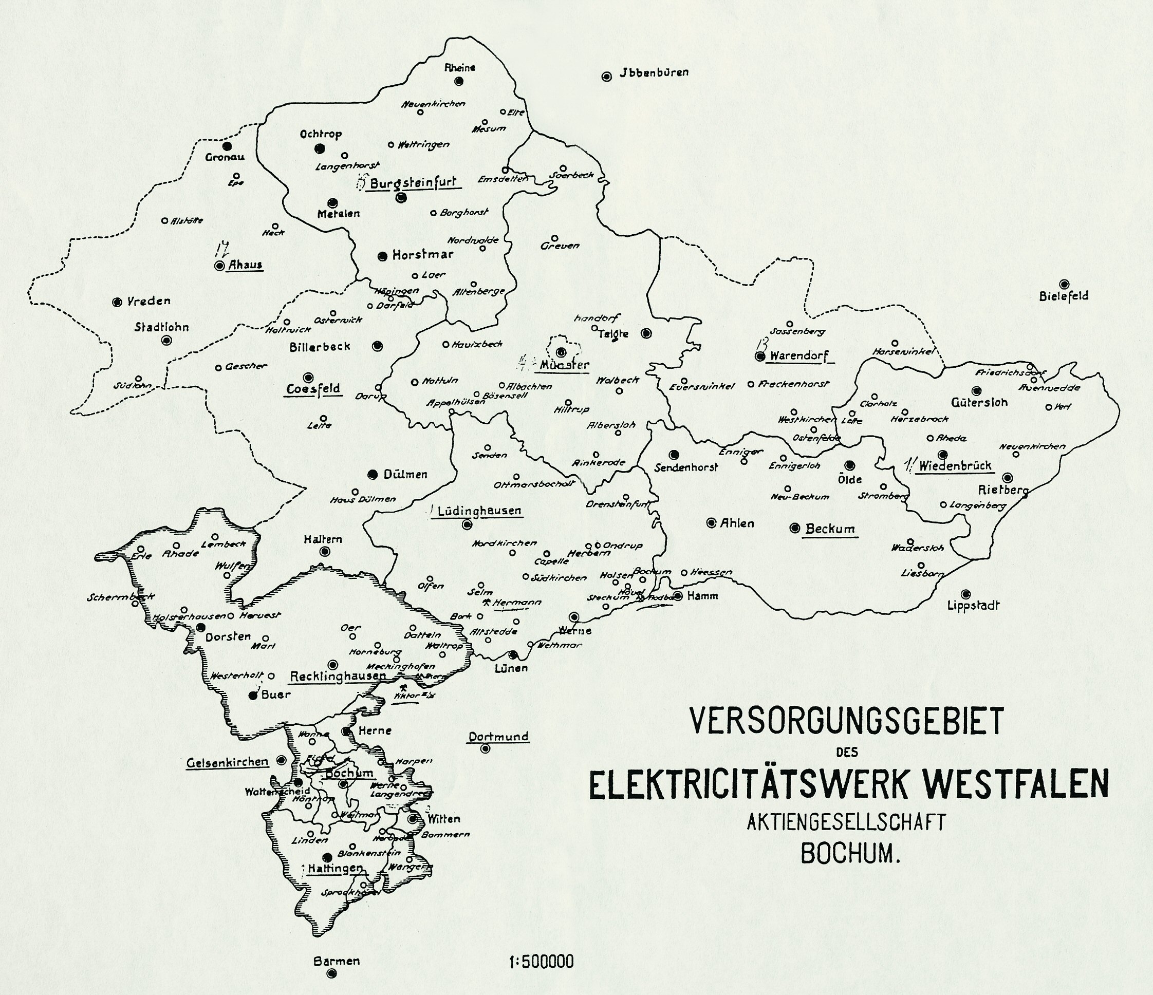 Karte: Archiv der RWE Westfalen-Weser-Ems AG, www.westfaelische-geschichte.de/kar18