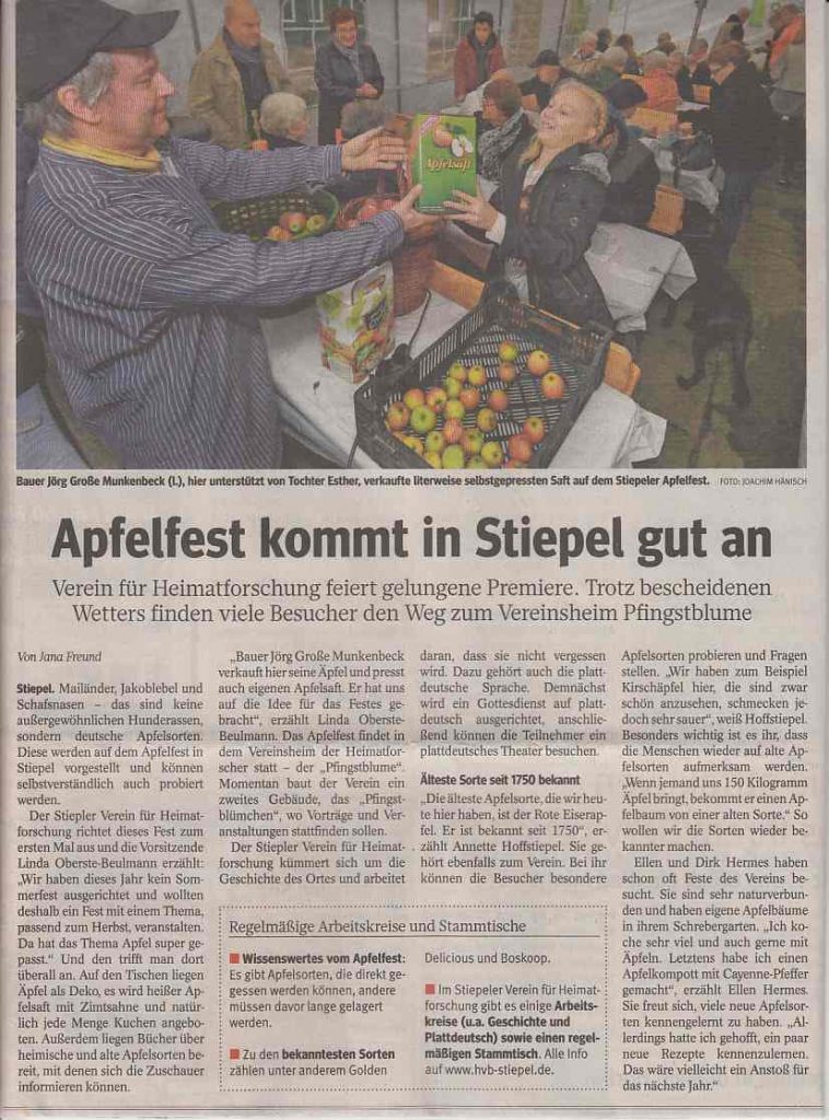 Apfelfest, WAZ vom 10. Oktober 2017
