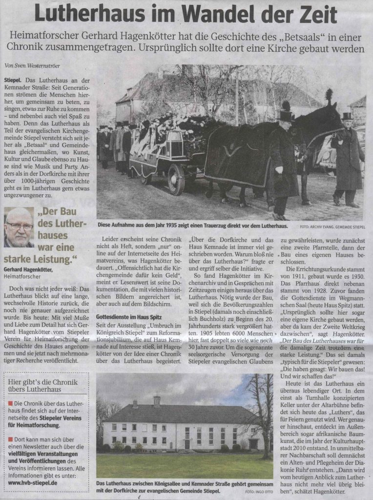 Präsentation der Lutherhaus-Chronik, WAZ vom 14. Februar 2018
