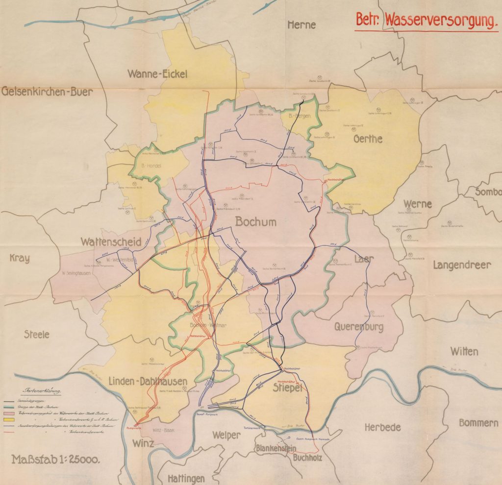 Karte des Landesarchiv NRW: Wasserversorgung in Bochum
